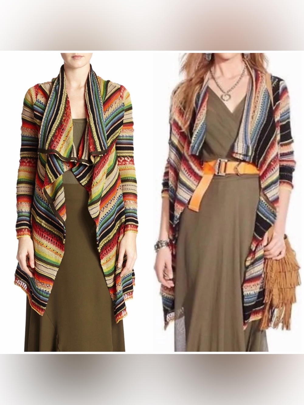 Polo Ralph Lauren Draped Serape Open Knit Cardigan Sweater Linen Silk
 (Size XS)